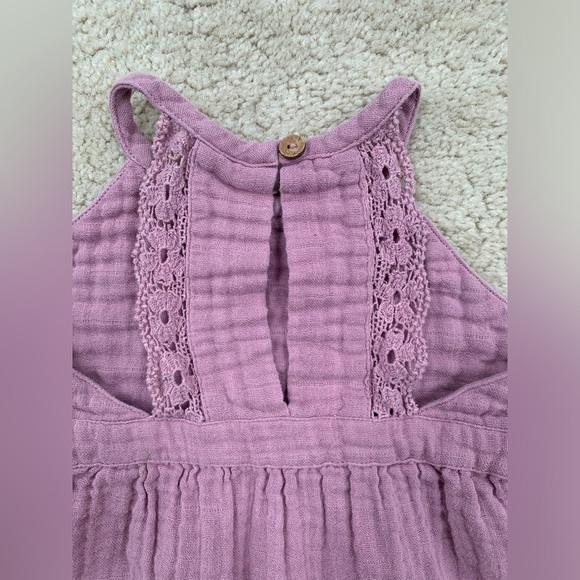 City Mouse Size 9-12 Months Purple Muslin Gauze Romper - Picture 6 of 6